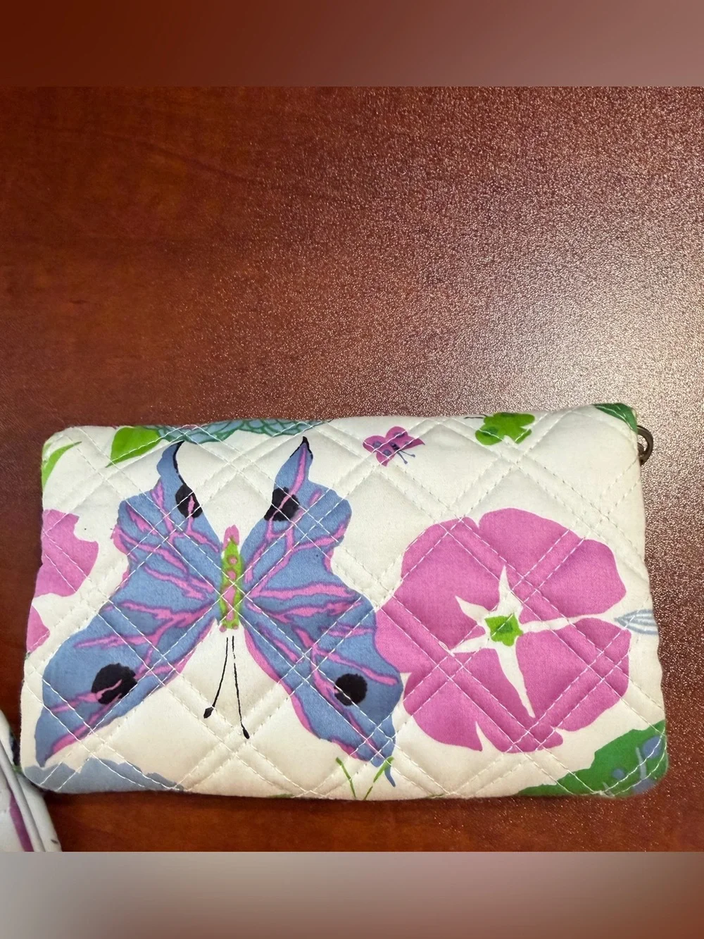 Vera Bradley Quilted Casey Floral Fold-Over Wallet Butterfly Garden - Picture 5 of 6